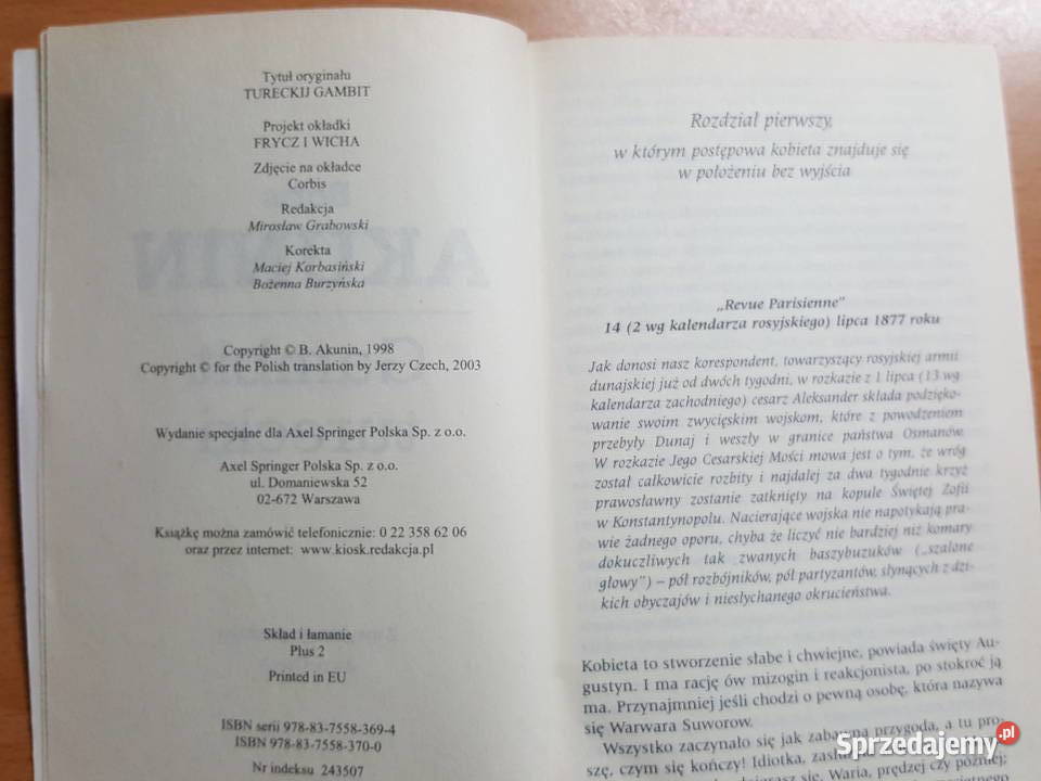 KSIĄŻKA Gambit turecki Boris Akunin kryminał Rok wydania 2003