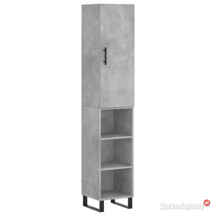 Wysoka szafka szarość betonu 345x34x180