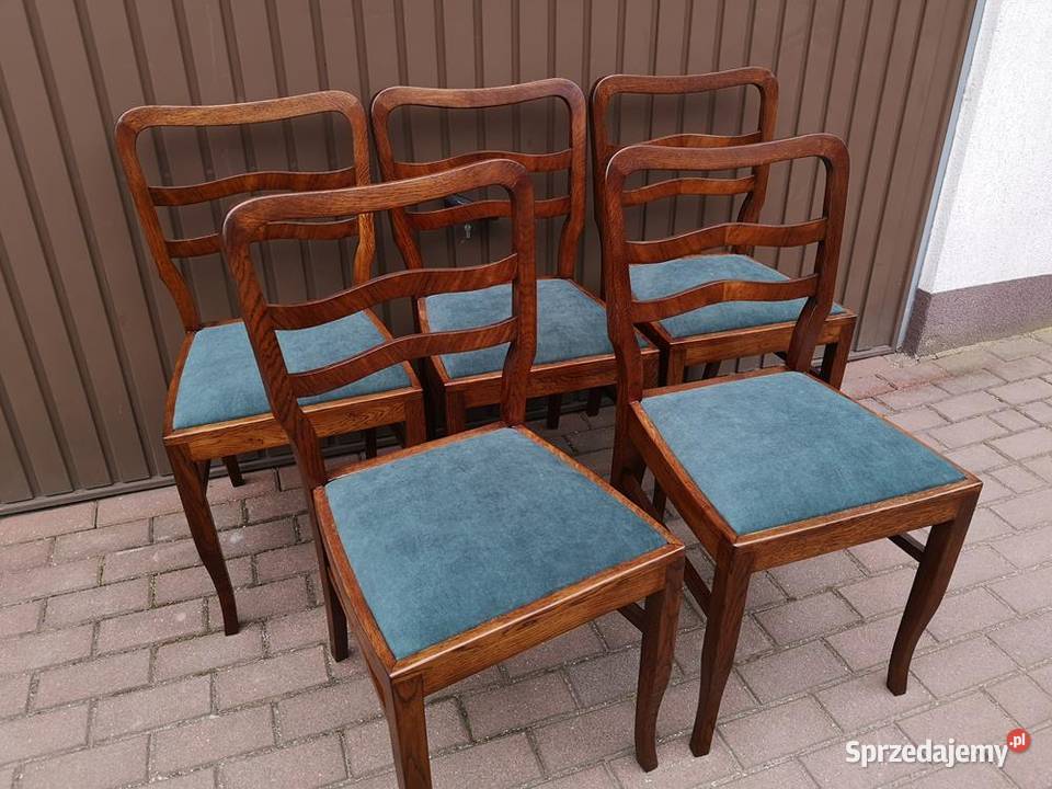 Krzesła ARTDECO Stare Antyk Komplet 5 Sztuk Swarzędz
