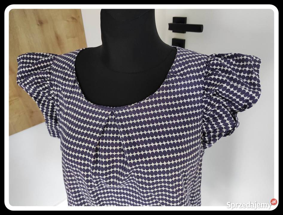 Look bluzka 44 XXL wzorzysta w fioletowe owale Płock
