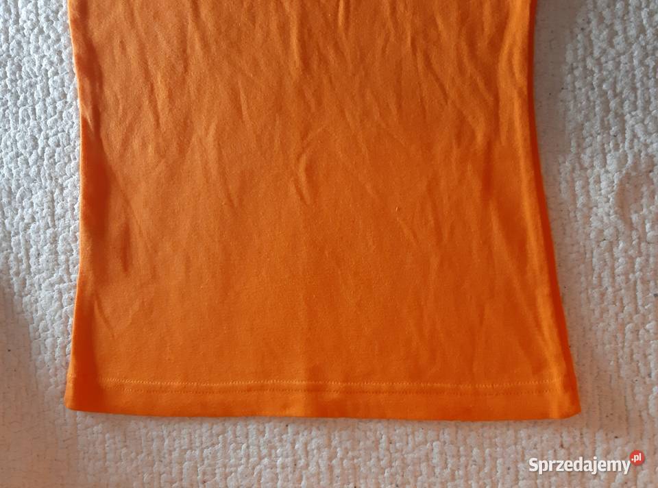 Pomarańczowa koszulka z bawełny Tshirt Vneck Warszawa