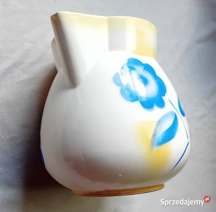 Fajansowy dzbanekmlecznik art deco zdobienia Koźminek