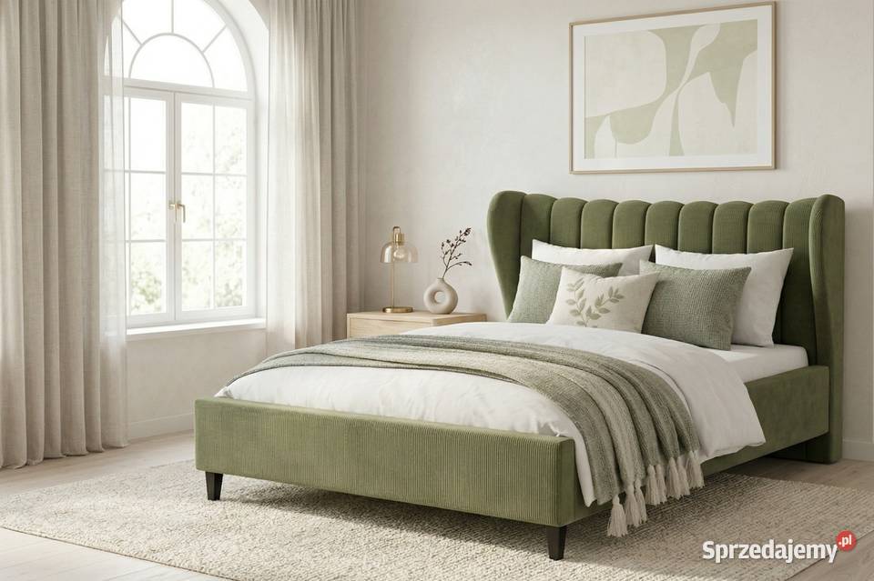 Białe łóżko Jasmine z uszami Panelami 160x200 Łóżka Opole