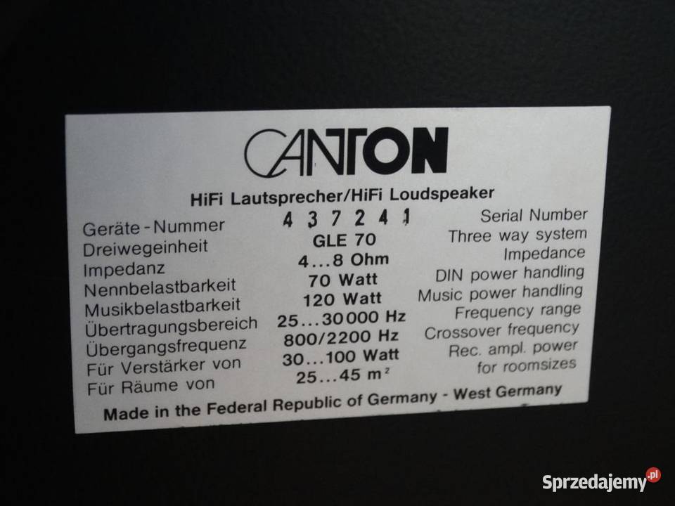 Audiofilskie kolumny Canton GLE70 Vintage podkarpackie