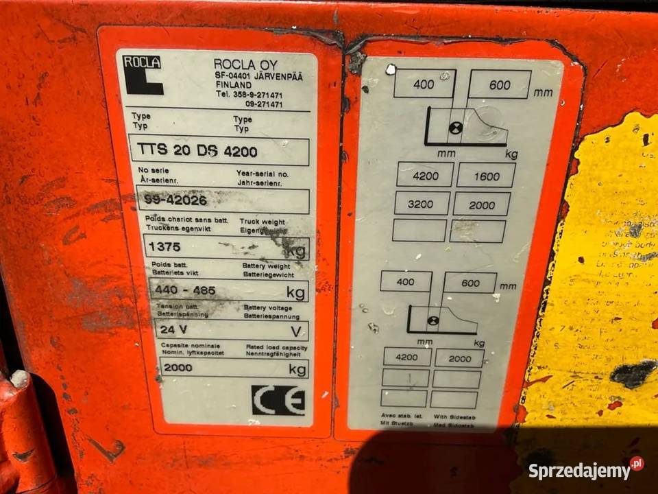 ROCLA TTS 20 DS 4200 wózek elektryczny paletowy Wojnowice