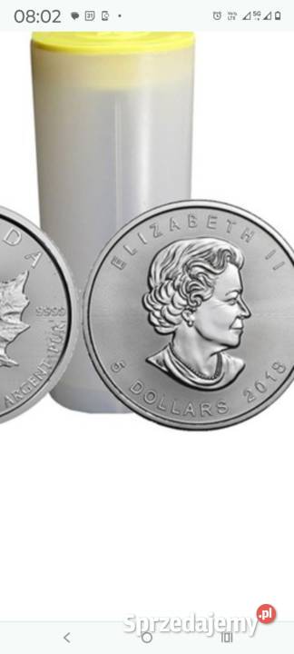 Srebrna moneta liść klonu pakowane w tubach Lublin sprzedam