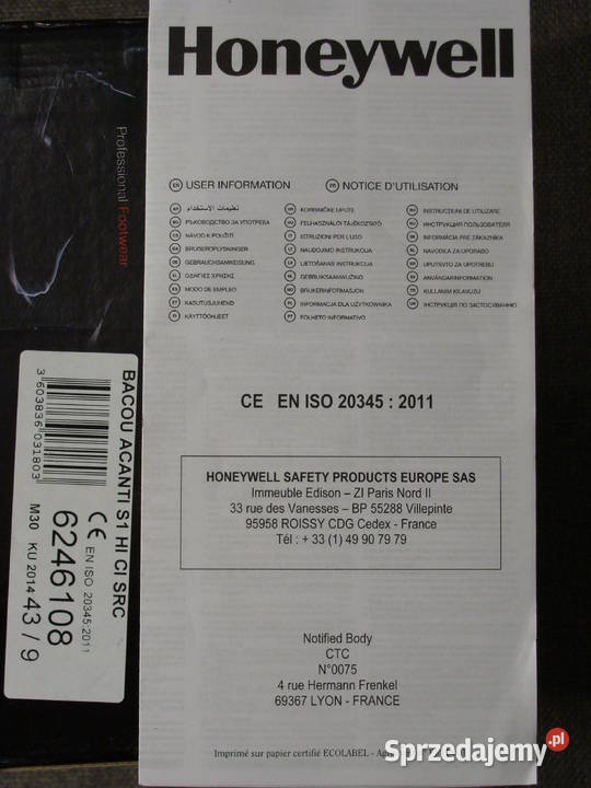 Obuwie półbuty ochronne Honeywell Bacou Acanti Rumia sprzedam