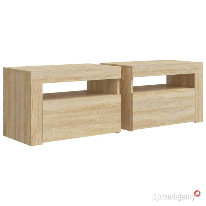 Szafki nocne z LED 2 dąb sonoma 60x35x40 Warszawa