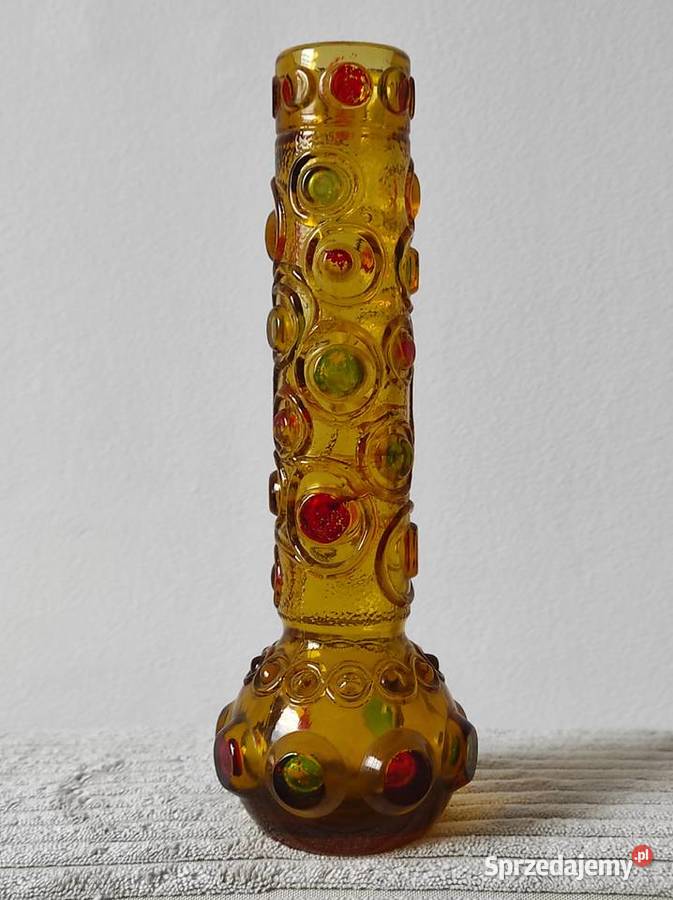 Wazonik szkło bursztynowe malowane Porcelana i szkło sprzedam