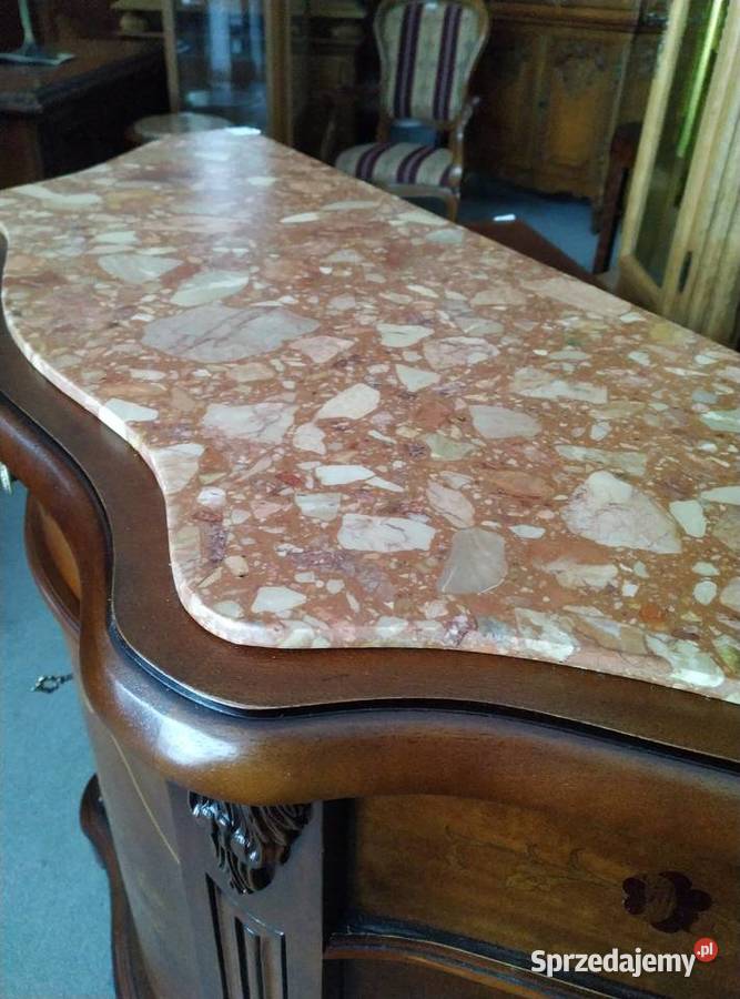 Włoska komoda intarsjowana marmurowy blat Białystok