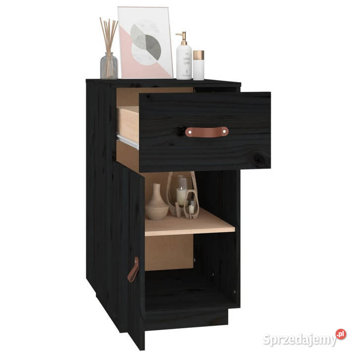 Szafka do biurka czarna 40x50x75 lite drewno