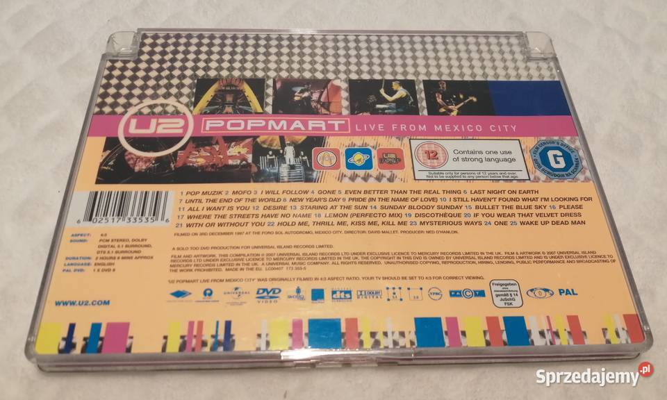 Pudełko Box płycie DVD U2 Popmart Live from Czeladź