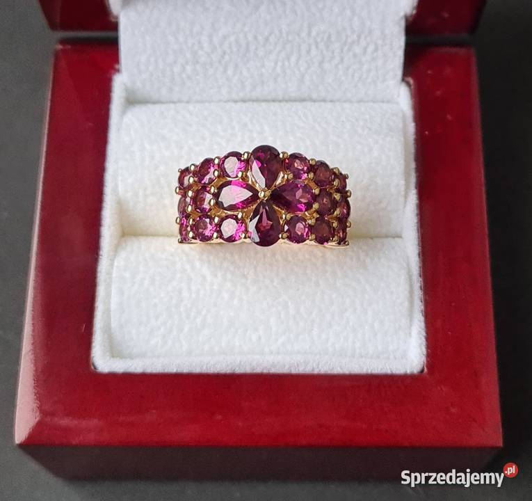 Pierścionek srebro 925 złocone Rodolity