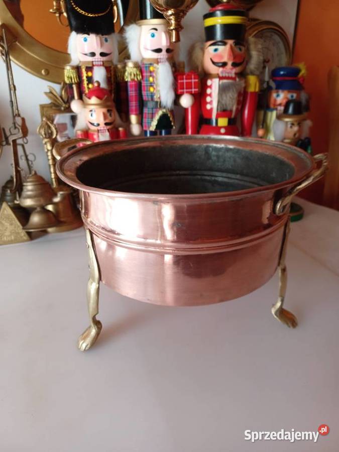 Duży miedziany skandynawski kocioł donica Poznań