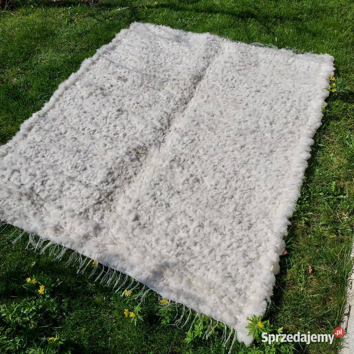 Skóra Owcza Narzuta Dywan Tkana Biała Skóry małopolskie Szaflary