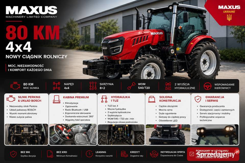 MAXUS TRACTOR 80 4x4 CAB PERKINS BOSCH Aleksandrów Łódzki