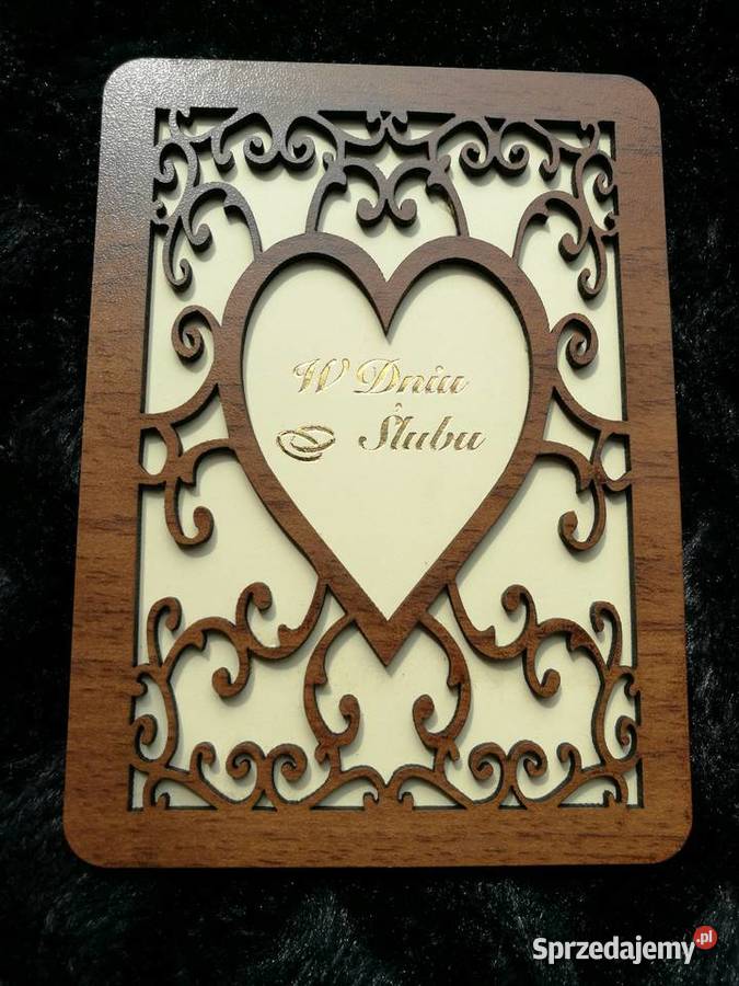 KARTKA ŚLUB ŚLUBU ŚLUBNA SERCE AŻUR DREWNO Warszawa