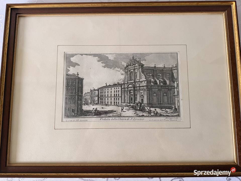 Antyczny Miedzioryt 1770 Veduta della Chiesa di Czerwionka-Leszczyny