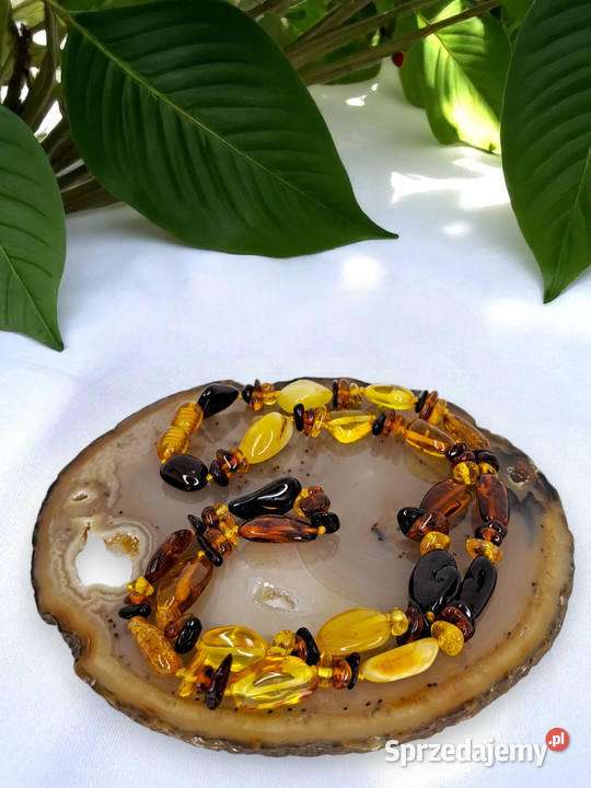 Korale z bursztynu BURSZTYN bałtycki fasolki