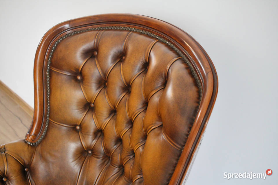 Fotel barokowy pięknie zdobienie SKÓRA Pszczyna sprzedam
