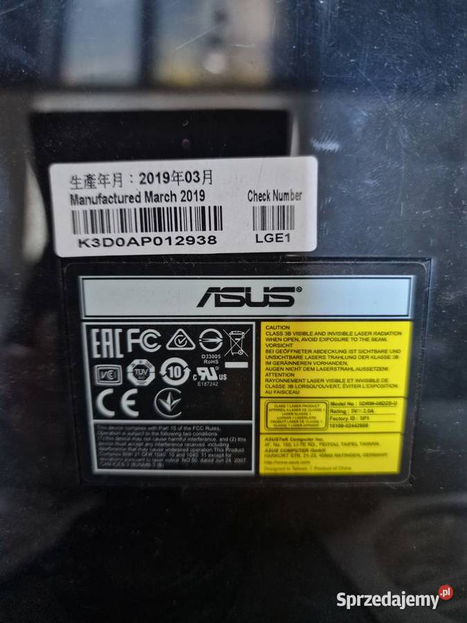 Nagrywarka DVD zewnętrzna ASUS SDRW08D2SU śląskie Myszków