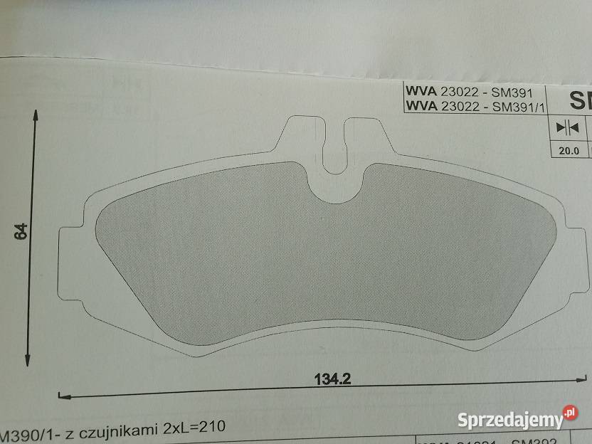 SM391 Klocki hamulcowe kpl przód MERCEDES V 6382 warmińsko-mazurskie