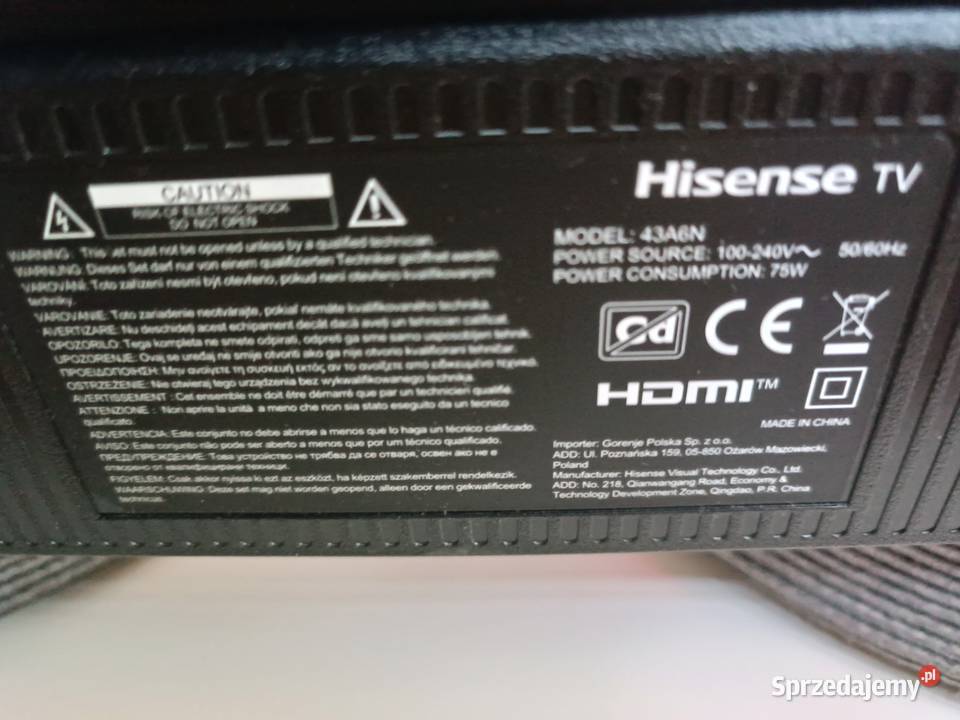 TV gwarancja 31032027 LED 4K HISENSE 43A6N 43 4K sprzedam