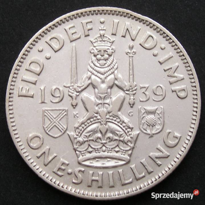 WIELKA BRYTANIA 1 SHILLING 1939 JERZY VI SREBRO Kolekcje Łódź