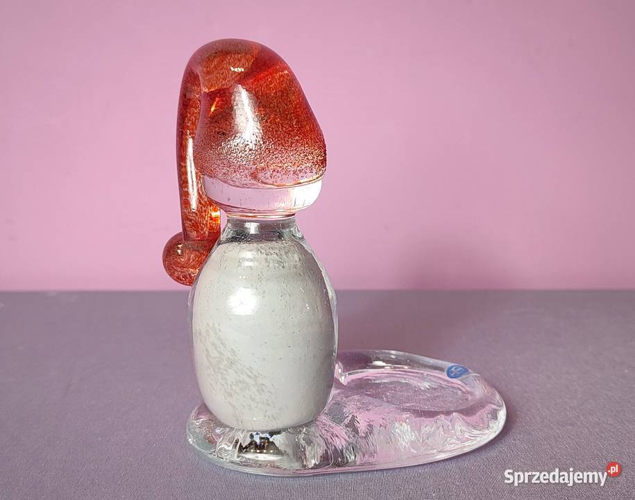 Świecznik szklany sygnowany Bianco Blu Finland Dom i Ogród