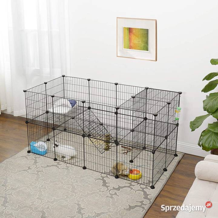 Kojec modułowy małych zwierząt 2 poziomy czarny