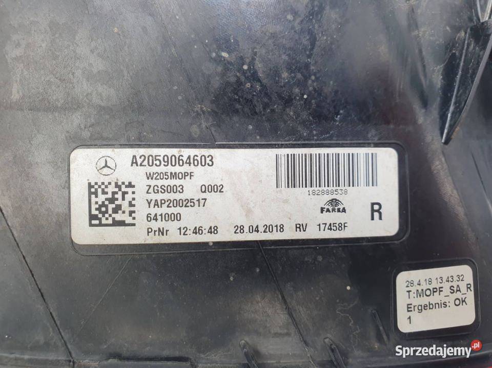 LAMPA PRAWA TYŁ MERCEDES C W205 4MATIC kujawsko-pomorskie Lipno sprzedam
