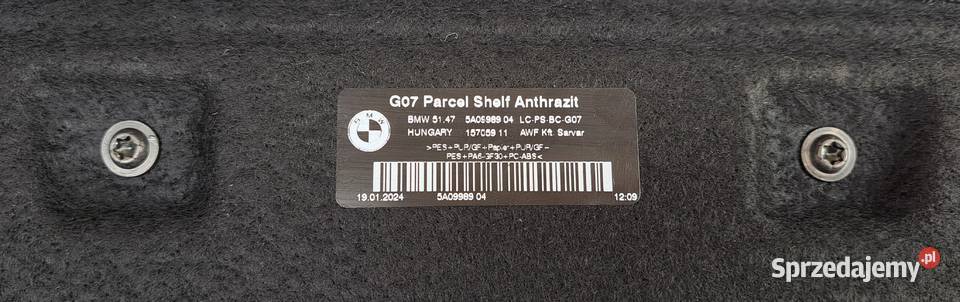 Półka Bagażnika BMW X7 G07 Oryginał 5A09989 Stan