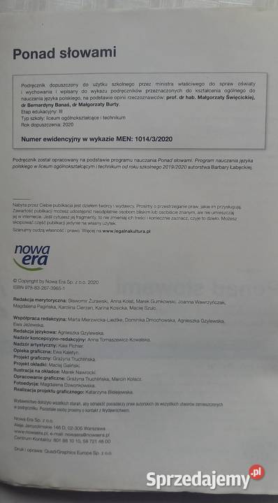 Ponad słowami 2 język polski podręcznik liceum język polski Małkinia Górna