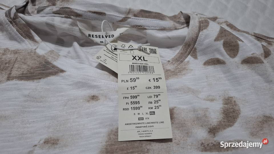 Koszulka krótki rękaw Tshirt Reserved XXL biała Czeladź