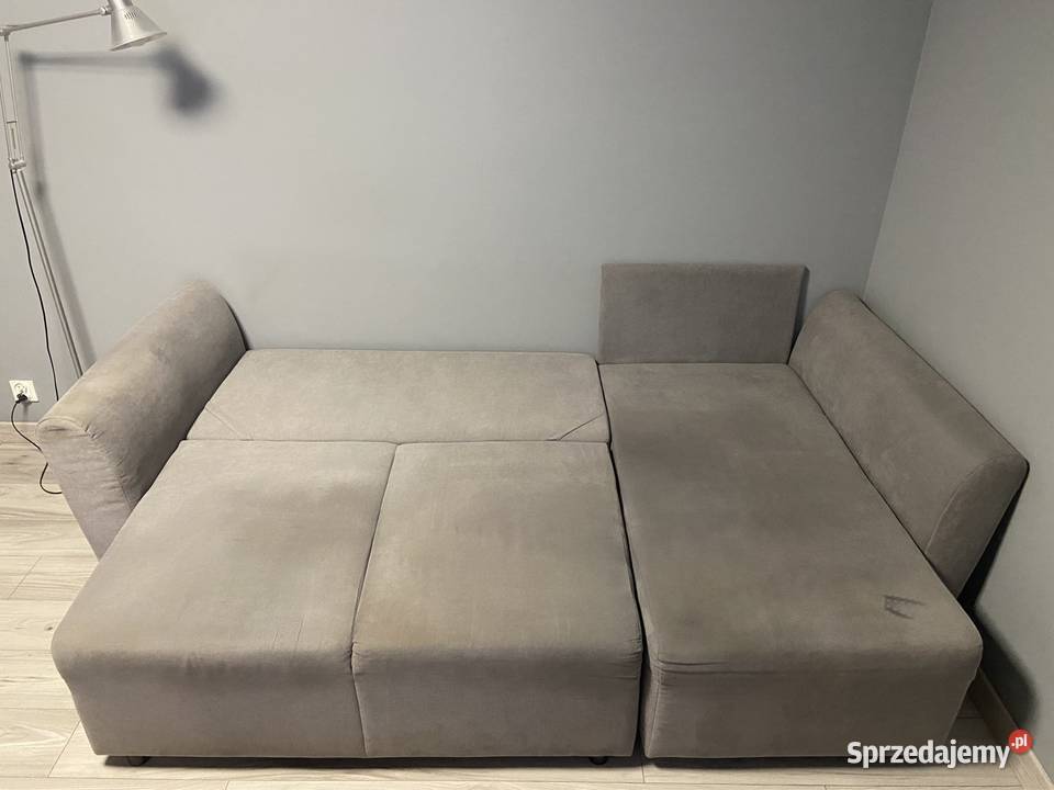 Narożnik szary rozkładana z funkcją spania i Cieśle