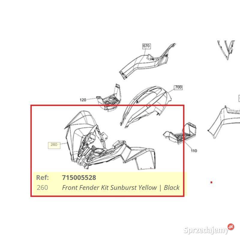 Błotnik przód żółty do quada CanAm Renegade BRP Nowy Sącz
