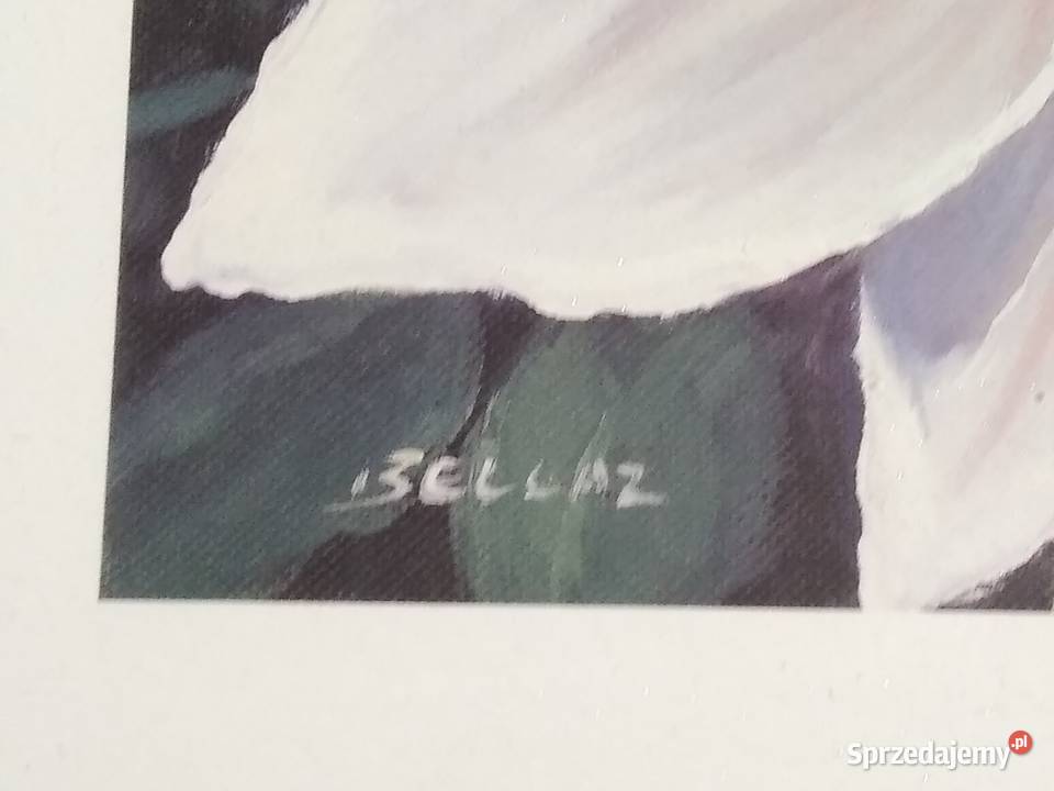 Stary obraz w ramce obrazek z czasów PRL Kwiaty Dąbrowa Górnicza