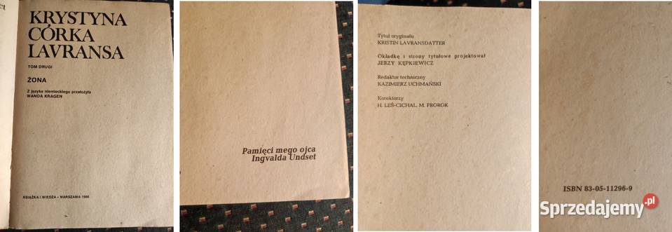 Krystyna córka Lavransa Sigrid Undset tom 23 ISBN 9788378819134 Kielce
