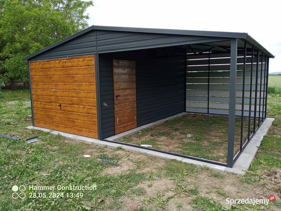 Garaż blaszany wiata WZMOCNIONY PROFILAMI Sprzedaż Wejherowo