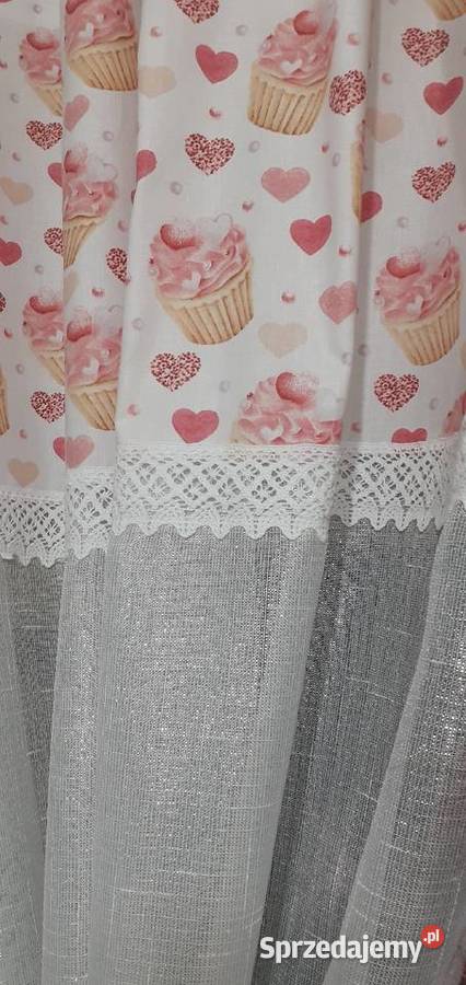 Firanki zasłonki różowe babeczki mazowieckie Mława