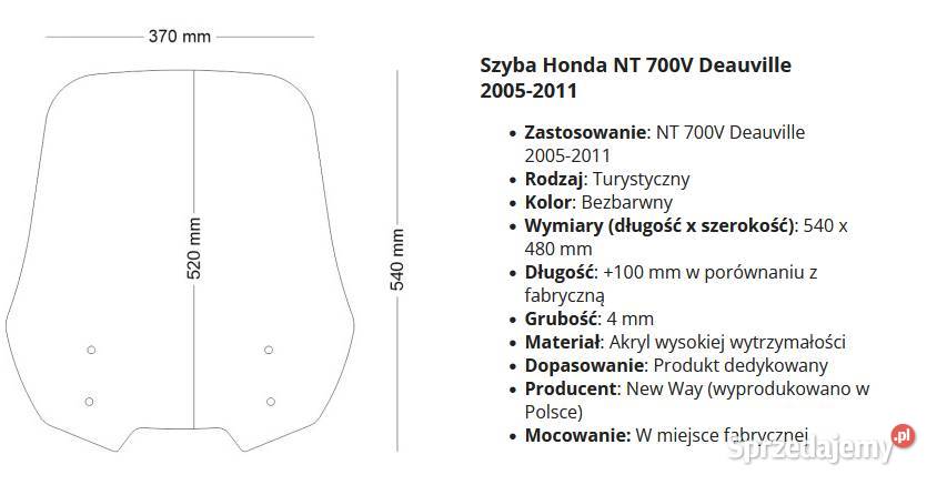 Szyba Honda NT 700 Deauville Gdańsk sprzedam