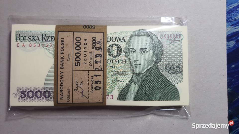 PACZKA 100 x 5000 złotych 1988 s EA UNC Numizmatyka Warszawa