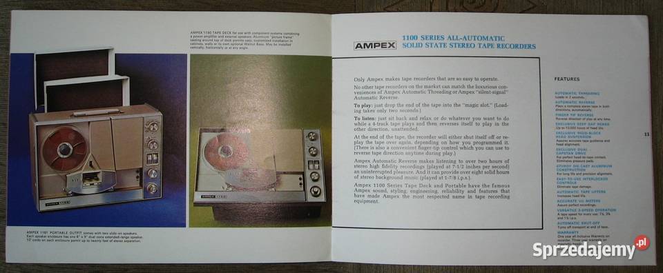 AMPEX magnetofony szpulowe katalog z 1967 roku pomorskie Kępice
