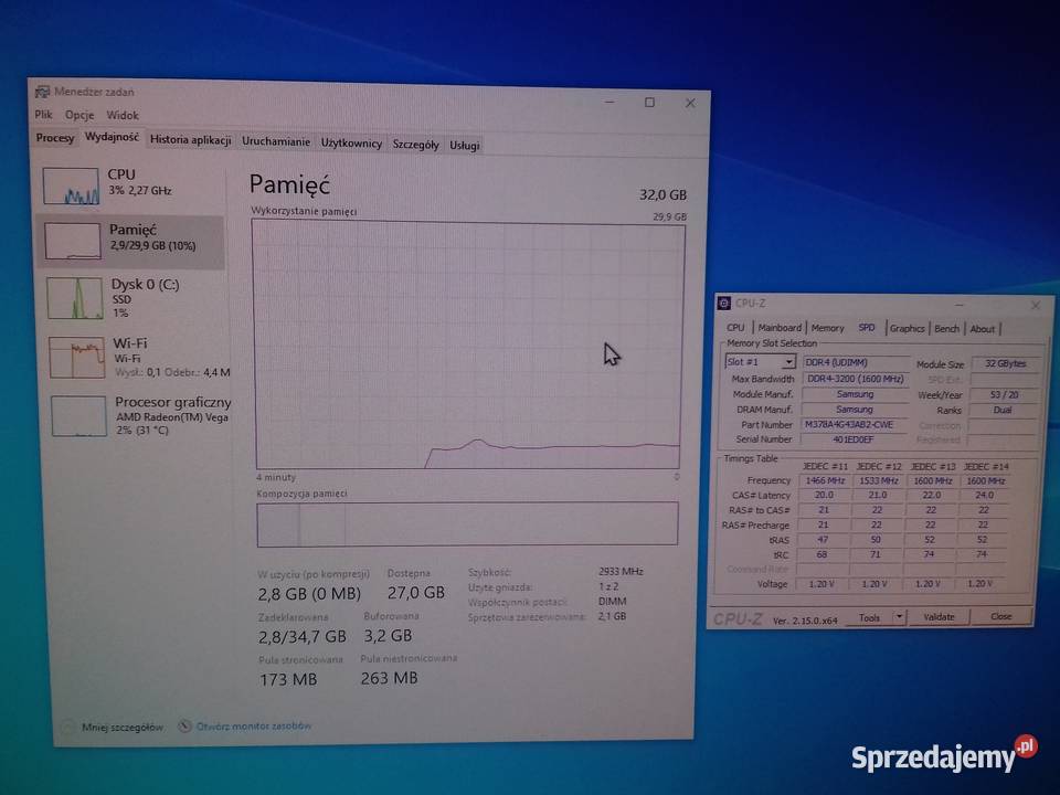 Samsung DDR4 32GB PC4 3200MHz 2933Mbps 12V