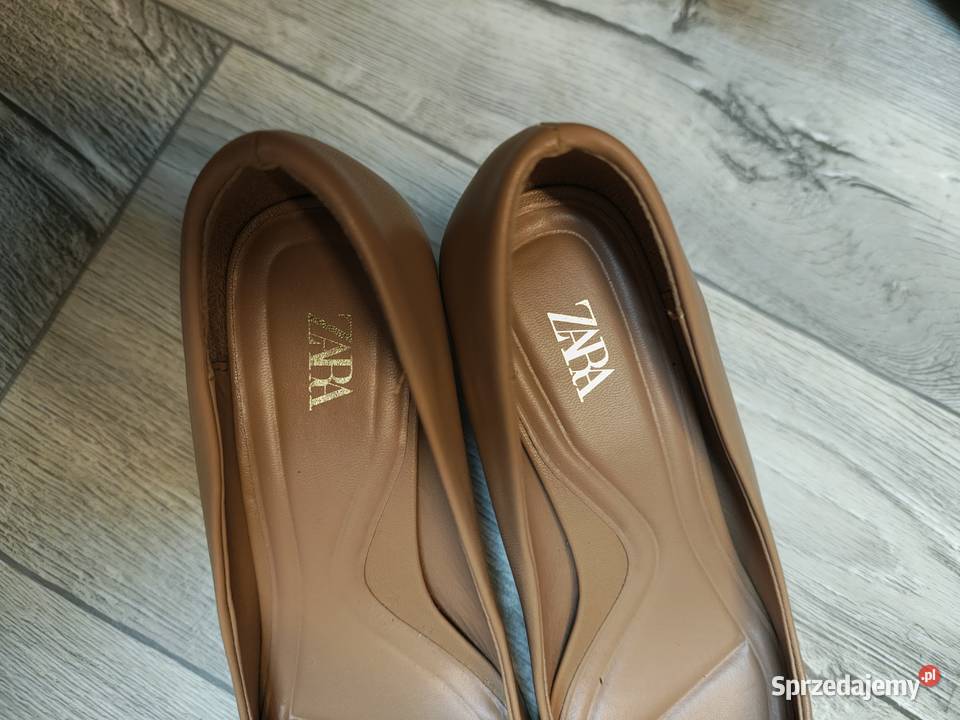 38 ZARA Brązowe zdobione czółenka wieczorowe skóra ekologiczna Czółenka Kraków