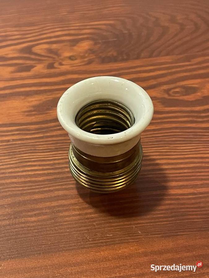 Stara oprawka mosiężna z porcelanką E27 Chudów