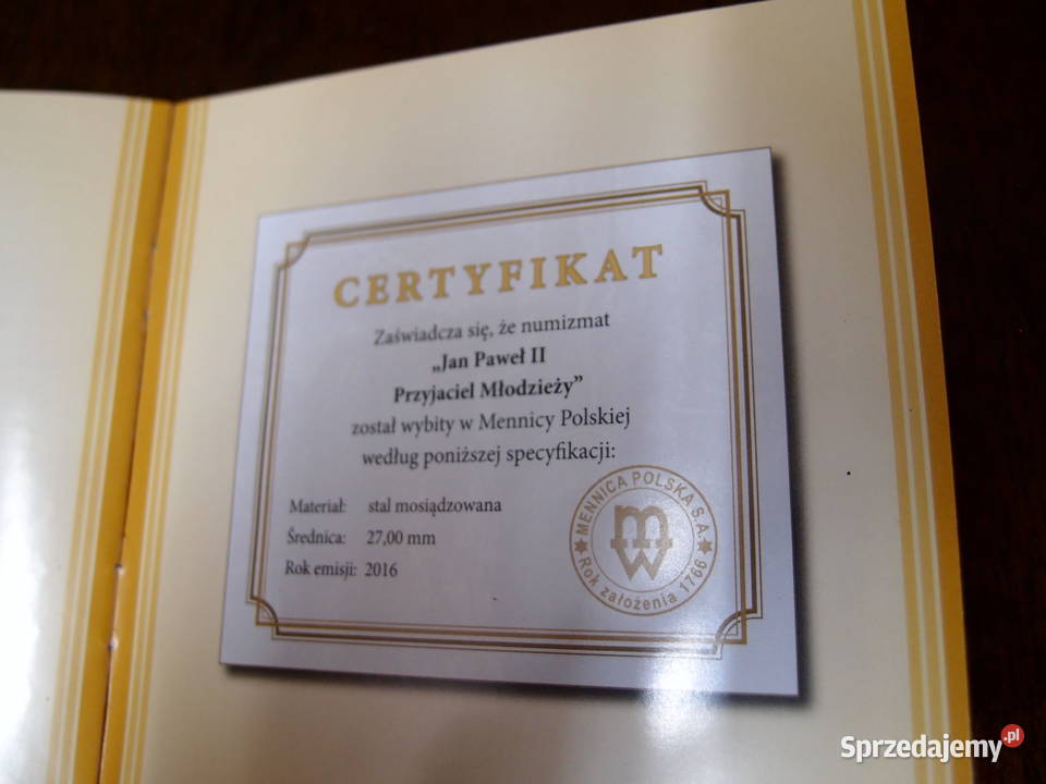 Numizmat św Jan Paweł II Przyjaciel Młodzieży Łódź