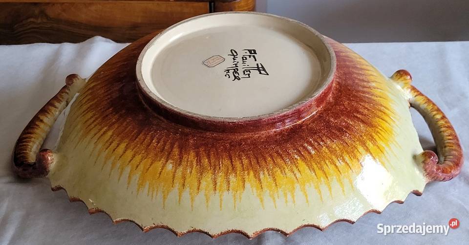 Ceramiczna ogromna patera z uszami Quimper Kraków