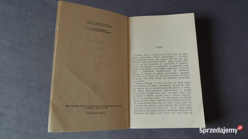 Pamiętniki StphanieFlicit de Genlis sprzedam