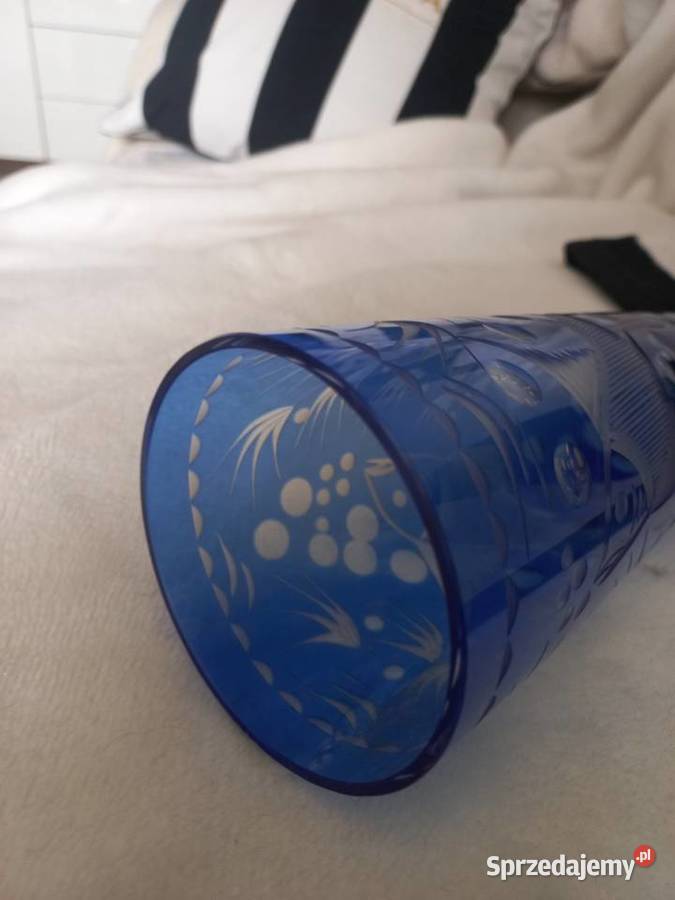 Wazon kryształowy Ryba szkło kobaltowe